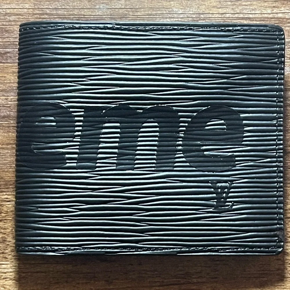 Bifold Wallet luxury Black textured, Black lettering, and stylish look!